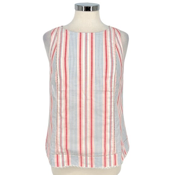 Vineyard Vines Abacos Stripe Tassel Sleeveless Top Pink Blue White Size 4 - Picture 8 of 13